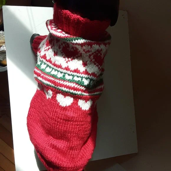 Christmas dog sweater red. For small dogs. - Picture 6 of 7